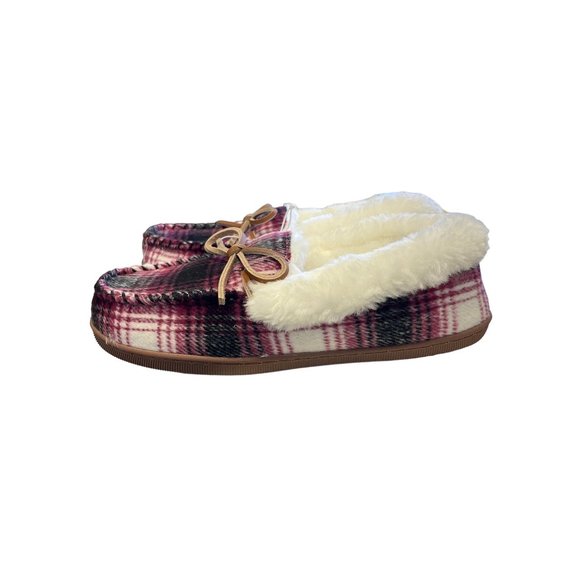Sonoma Goods For Life Plaid Felt Slip On Moccasins Azalea Pink S (6-7) - Picture 3 of 4